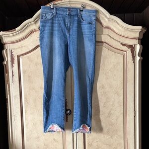7 For All Mankind Blue Jeans with Frayed Hem Size 32